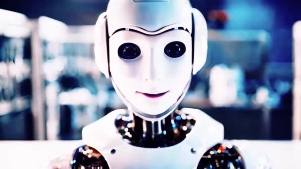 Indoor Portret Robota Hominoid — Wideo stockowe