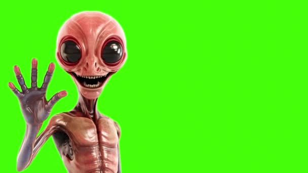 Alien Gästande Grön Skärm Bakgrund — Stockvideo