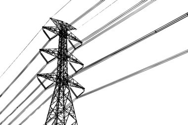 yüksek voltaj kulesi beyaz arkaplanda izole