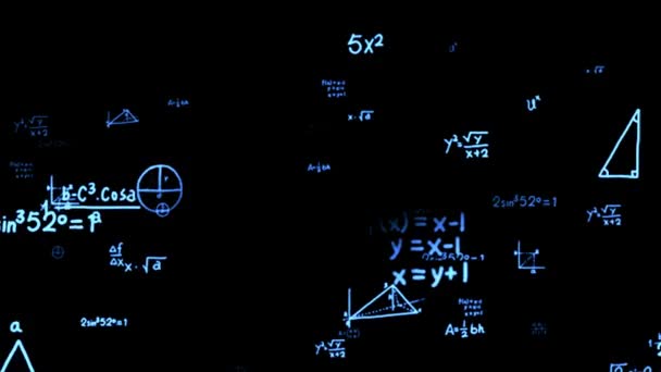Animacja Zbiorów Danych Formuł Matematycznych Czarnym Tle Dekoracji Klipów — Wideo stockowe