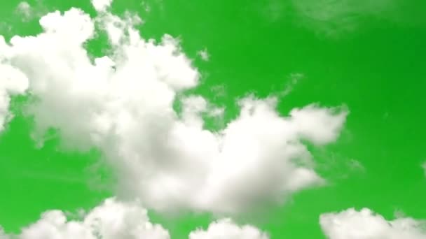 Time Lapse Video Van Witte Wolken Groene Achtergrond Groen Scherm — Stockvideo