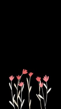 Siyah arka planda yeşil yapraklı güzel çiçekler          