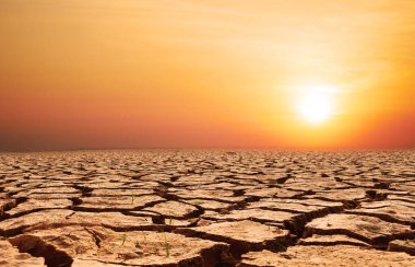 Doğal afet sahnesinden kurak ve çatlak arazi, küresel ısınma konsepti