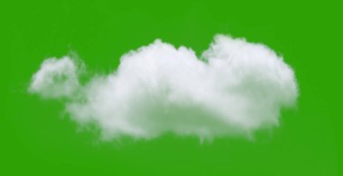 Canlı yeşil bir zemin üzerinde tek bir kabarık beyaz bulut, yaratıcı tasarım, dijital sanat ve grafik projeleri için mükemmel..