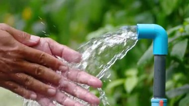 Bahçeyi sulayan adam.