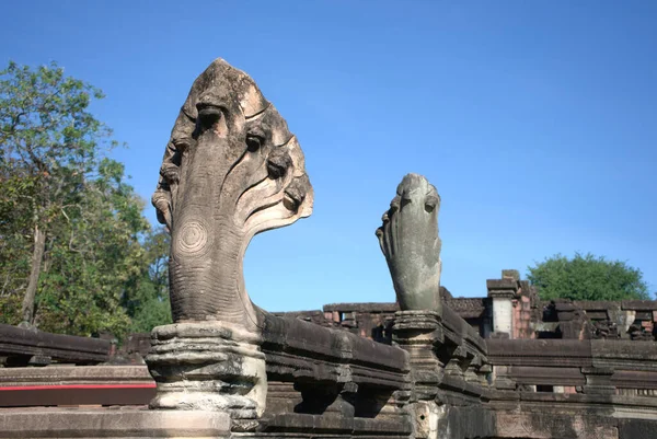 Naga Brug Die Leidt Naar Zuidelijke Buitenste Gopura Van Phimai — Stockfoto