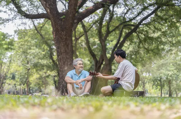 Büyük baba ve küçük yetişkin oğul tatillerini birlikte piknik yaparak, gitar çalarak, dinlenerek, sohbet ederek, konsept aile hayatı, bağ kurarak, ilişki kurarak geçirirler.