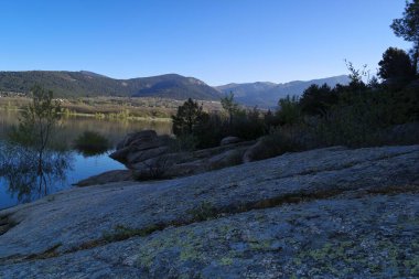 landscape view mountains rocks nature sky blue