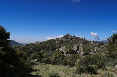 landscape view mountains rocks nature sky blue