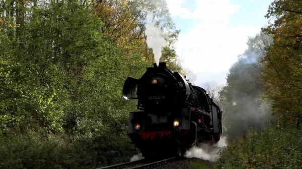 Fumaça Locomotiva Trem Velho Ferroviário Transporte Ferroviário Antiguidade — Fotografia de Stock
