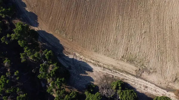 Widok Powietrza Krajobraz Widok Wieś Powyżej Pole Lato Rolnictwo Wsi — Zdjęcie stockowe
