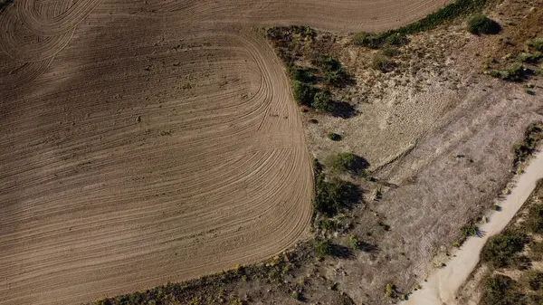 Uitzicht Lucht Landschap Uitzicht Dorp Boven Veld Zomer Landbouw Platteland — Stockfoto