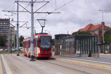 tramvay, raylar, araç, yol tutuş, direk, gökyüzü, şehir, manzara, dur, ulaşım,