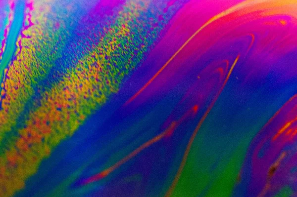 Macro Bel Regenboog Vloeibaar Kleur Abstract Kleurrijk Licht Rond Transparant — Stockfoto