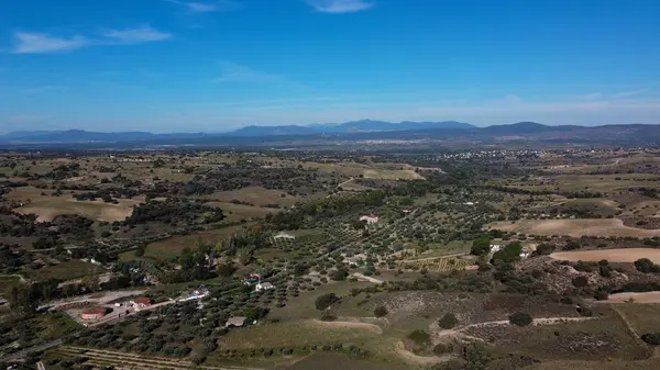 Panorama Paisagem Vista Céu Aldeia Montanha Rural Colina Paisagem País — Fotografia de Stock