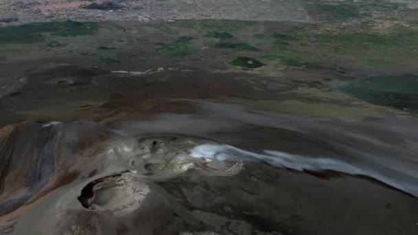 Aerial View Active Volcano Orbiting Peak Nature Rock Crater — 图库视频影像