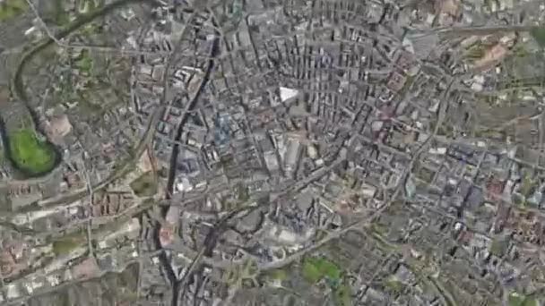 Manchester Wielka Brytania Widok Lotu Ptaka Miasto Słoneczny Pogoda Architektura — Wideo stockowe