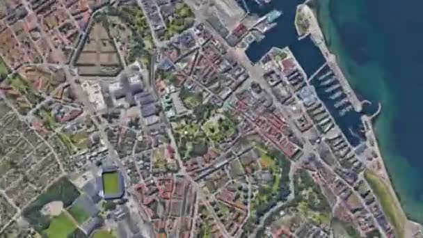 Швеція Гельсінборг Вид Пташине Місто Сонячній Погоді Архітектура Подорожі Туризм — стокове відео