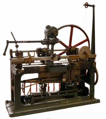 Eski günlerden kalma bir nane basım evinde kullanılan antika bir baskı makinesi.