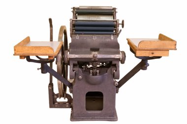 Eski günlerden kalma bir nane basım evinde kullanılan antika bir baskı makinesi.