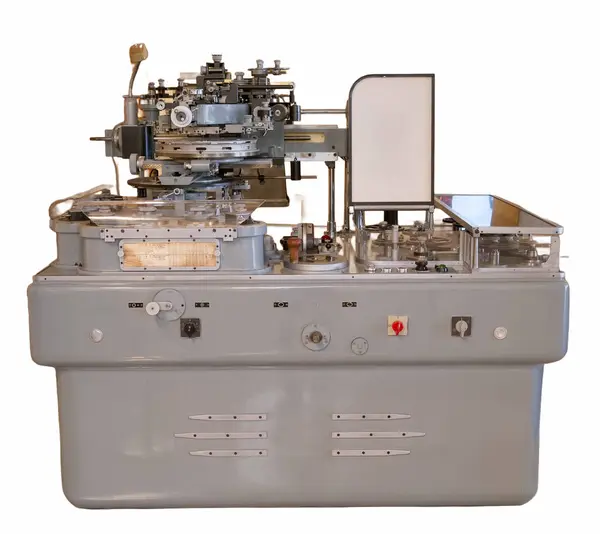 印刷机旧时在铸币厂中使用的古董印刷机 — 图库照片