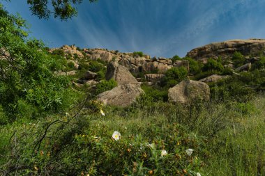 İspanya 'nın merkezindeki dağların bahar manzarası