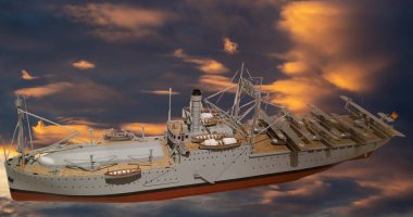 Eski bir savaş gemisi denizcilik teknolojisinin maketinin yakın plan fotoğrafı.