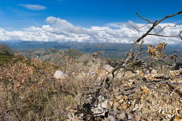 Güneşli bir günde İspanya 'nın Extremadura eyaletindeki dağların manzara görüntüsü
