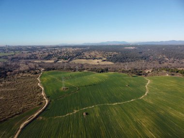 ...Kışın İspanya 'daki tarlaların drone görüntüsü