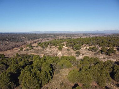 ...Kışın İspanya 'daki tarlaların drone görüntüsü