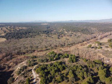 ...Kışın İspanya 'daki tarlaların drone görüntüsü