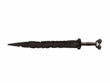 Antika paslanmış kabzalı Yunan kılıcı