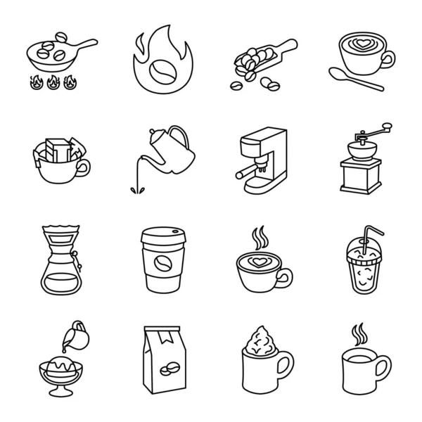 Koffie Overzicht Vector Pictogrammen — Stockvector