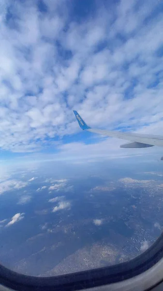 Widok Skrzydło Samolotu Chmury — Zdjęcie stockowe
