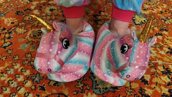 Funny rainbow unicorn home sneakers