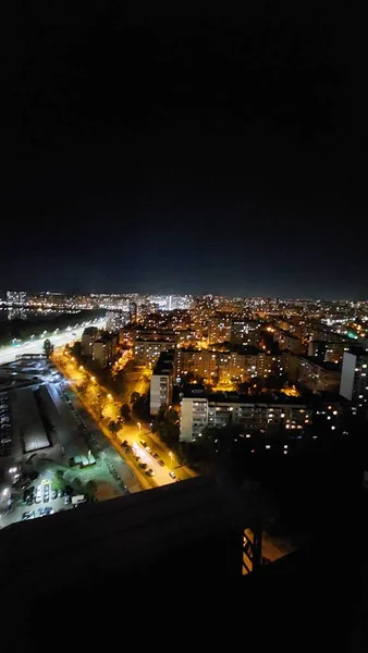 Schöne Nacht Blick Auf Die Stadt Von Stockwerk Gebäude — Stockfoto