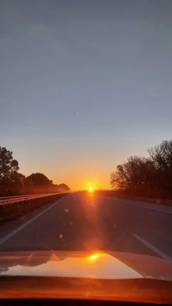Прекрасний Схід Сонця Дорозі — стокове фото