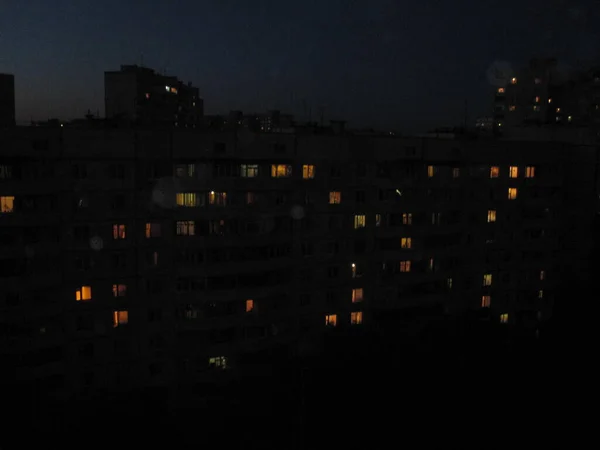 Вид Місто Будівлі Вночі — стокове фото