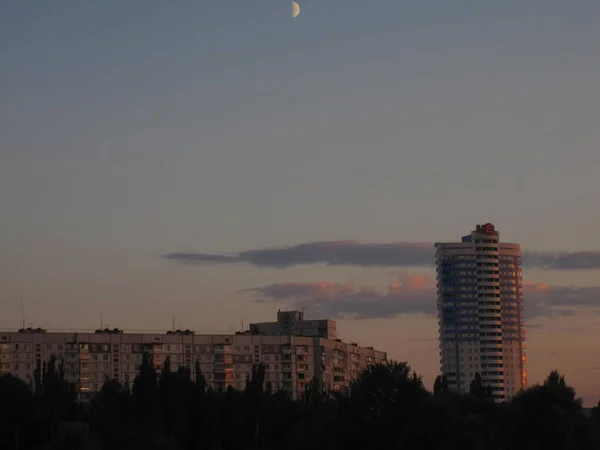 Hochhäuser Dunkeln Bei Sonnenuntergang — Stockfoto
