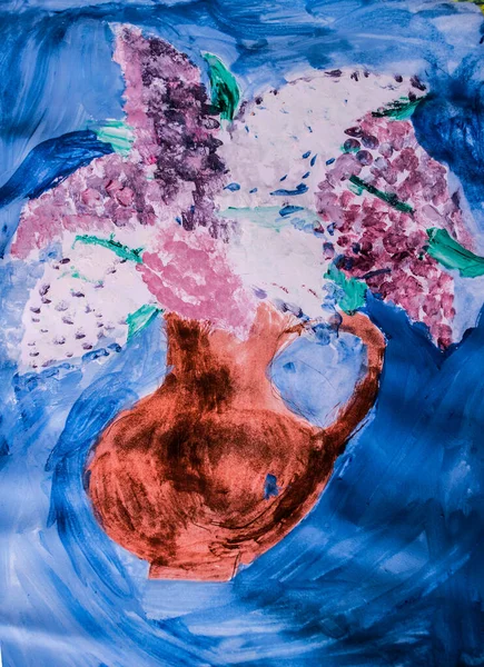 Букет Бузку Прекрасні Весняні Рожеві Квіти Акварельні Ілюстрації Рука Намальована — стокове фото