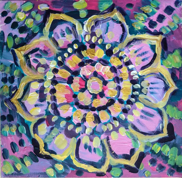 Colorful Abstract Mandala Background Ethnic Motifs Circle Decorative Spiritual Symbol — Photo