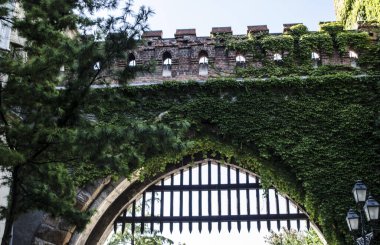 Vajdahunyad Kalesi, Budapeşte Gotik mimari öğeleri. Şehir parkının fotoğrafı.