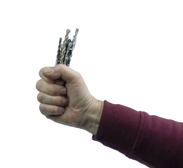 Drill Bits Man Hand Transparent Background — Stock Photo, Image