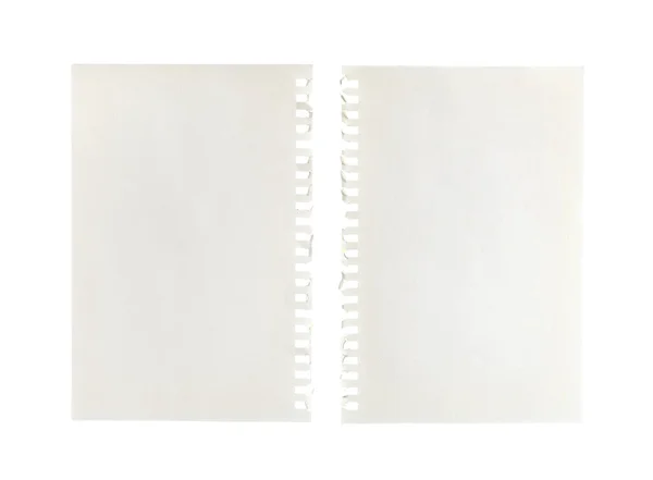 Duas Folhas Papel Branco Com Perfuração Lateral Numa Superfície Transparente — Fotografia de Stock