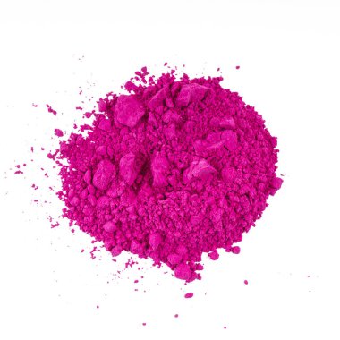 Şeffaf bir yüzey üzerinde küçük bir pembe toz yığını