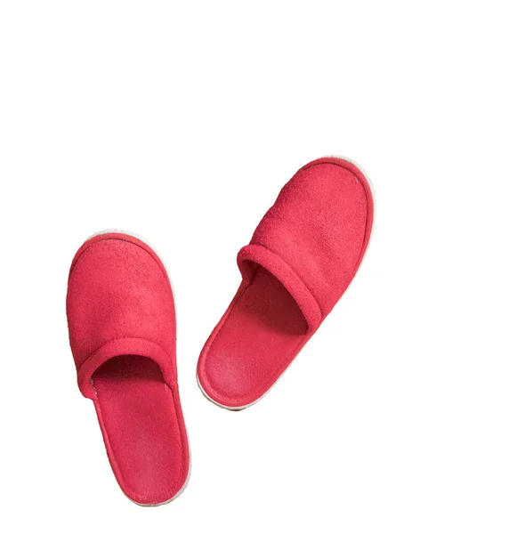 Pantofole Rosse Una Superficie Trasparente — Foto Stock