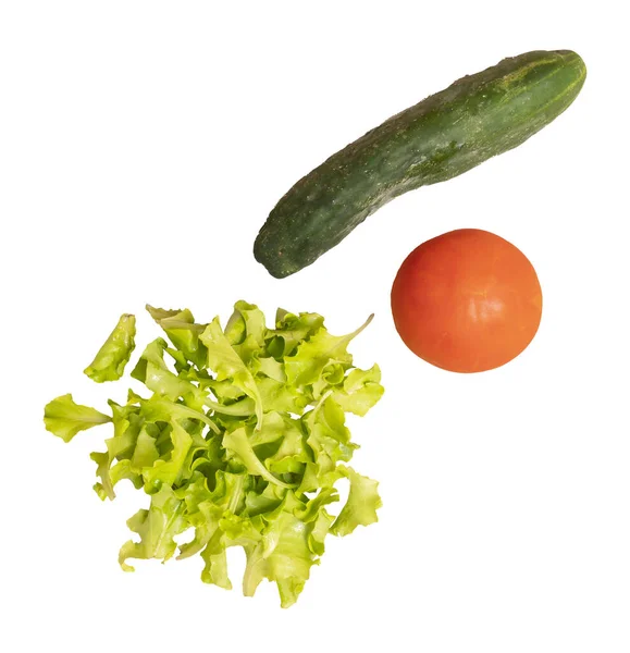 Şeffaf Bir Arka Planda Domates Salatalık Salata — Stok fotoğraf