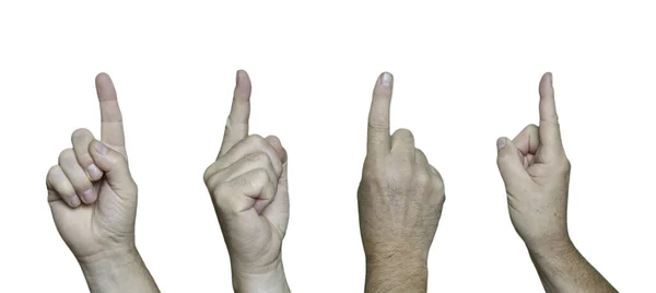 Различные Руки Указывающие Вверх Указательным Пальцем Прозрачном Фоне — стоковое фото
