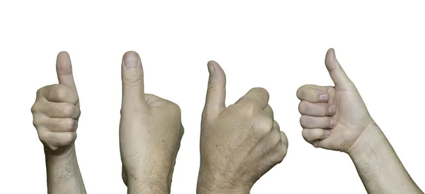 Várias Mãos Apontando Para Cima Com Dedo Polegar Fundo Transparente — Fotografia de Stock