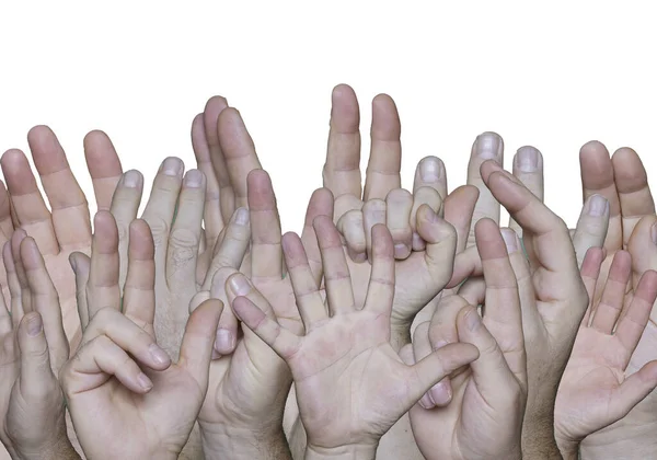 Many Hands Lifted Upwards Transparent Background — Stock Photo, Image